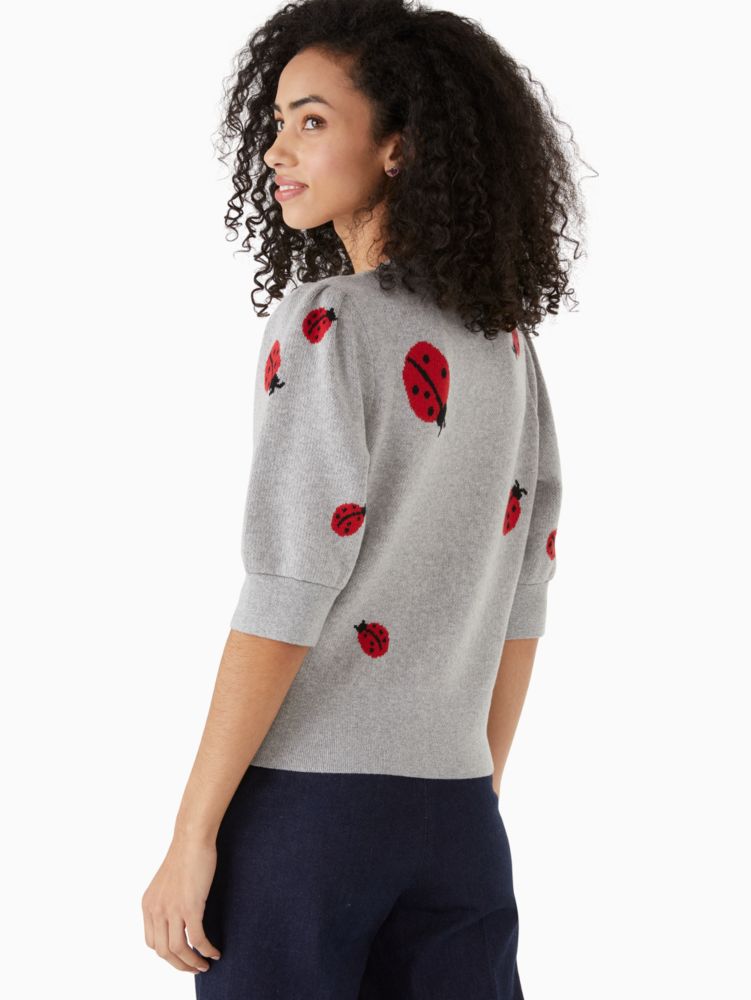 Kate Spade,ladybug sweater,cotton,Grey Melange