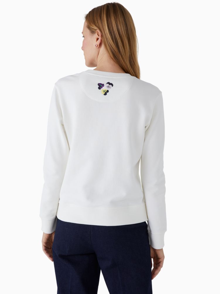 Kate Spade,pansy toss logo sweatshirt,cotton,Cream