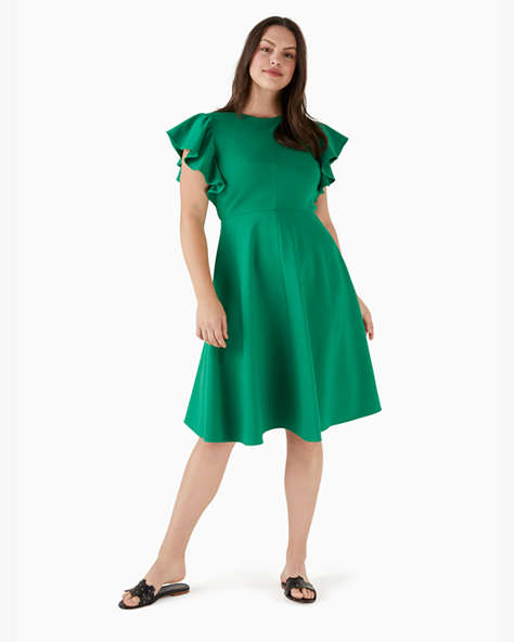 Kate Spade,ponte flutter-sleeve dress,Viscose,Green Bean