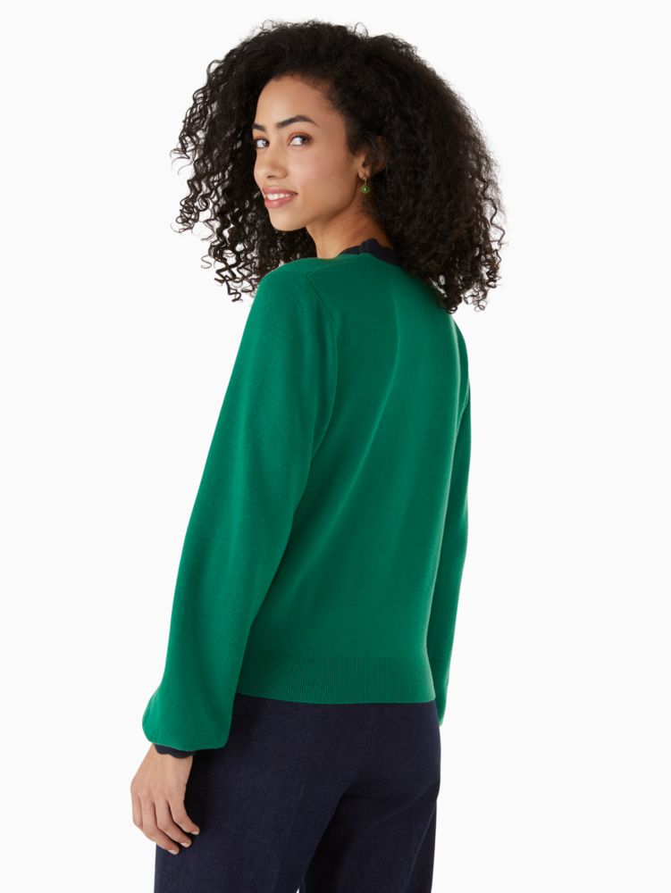 Kate Spade,スカラップ カラーブロック カーディガン,ウェア,グリーンビーン