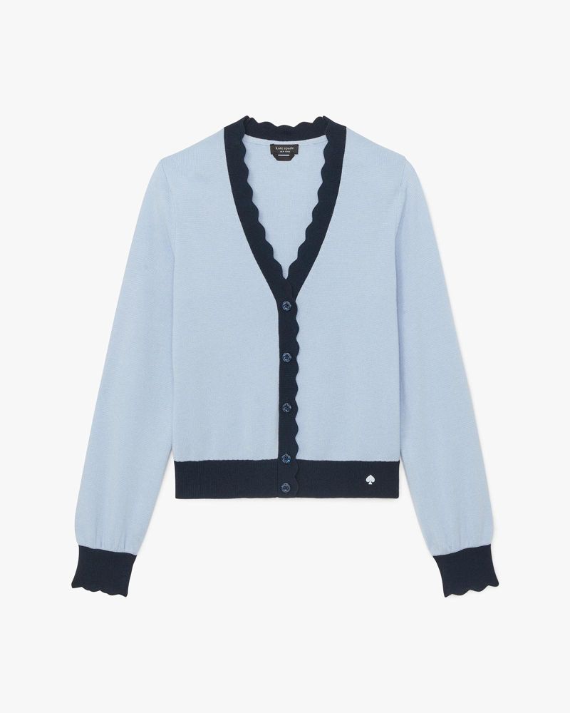 Kate Spade,Scalloped Colorblock Cardigan,Cotton,Cardigan,Scallop,Color Block,Casual,