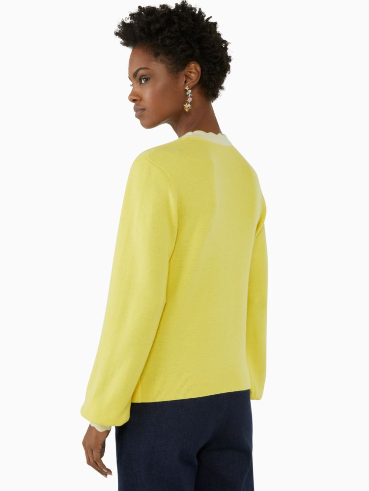 Kate Spade,Scalloped Colorblock Cardigan,Cotton,Cardigan,Scallop,Color Block,Casual,