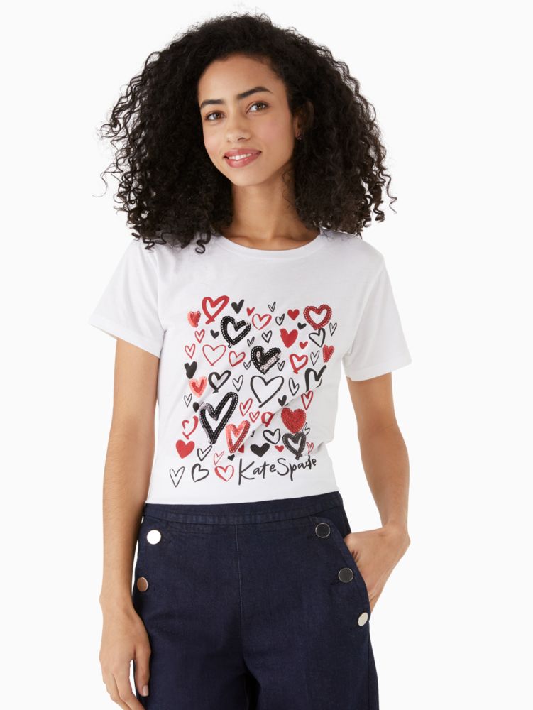 Kate Spade,Scribble Hearts Tee,