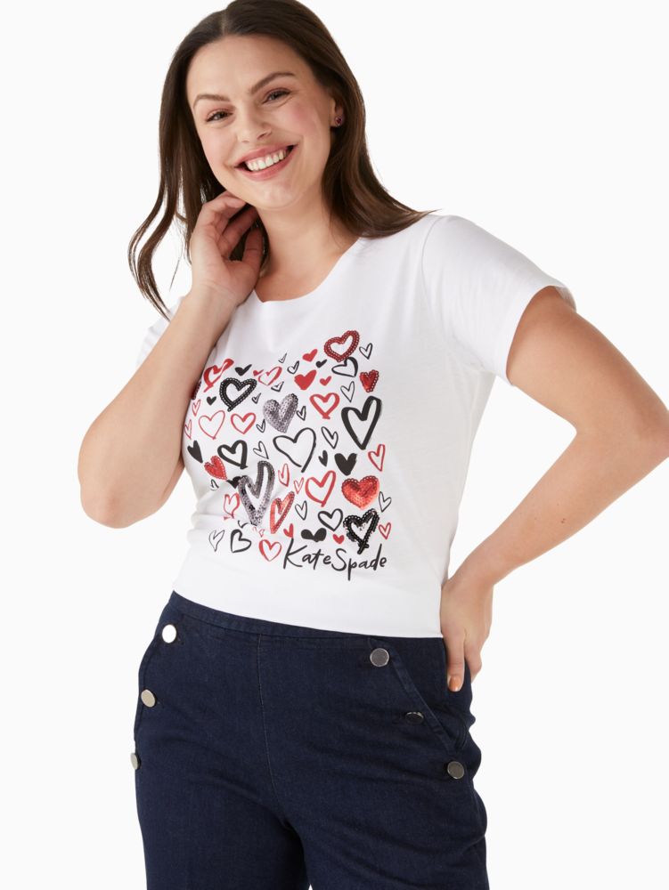 Kate Spade,Scribble Hearts Tee,