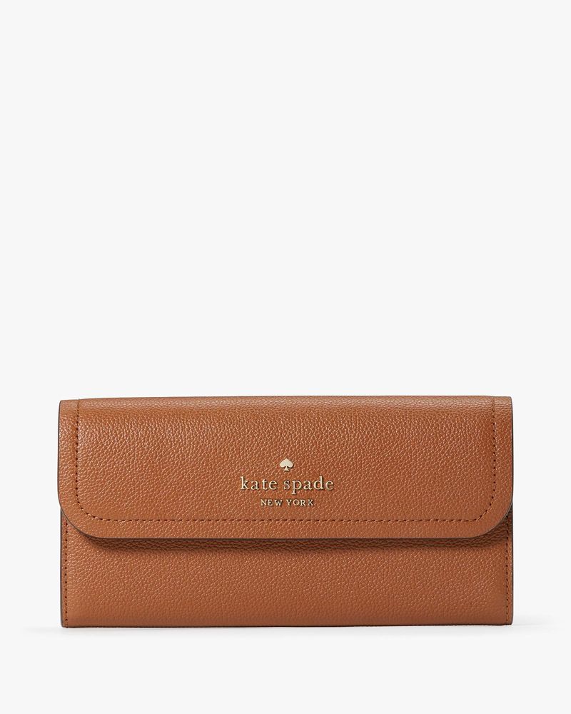 Kate Spade,Rosie Large Flap Wallet,Leather,Continental,Logo,Metal,Silver Metal,Casual,