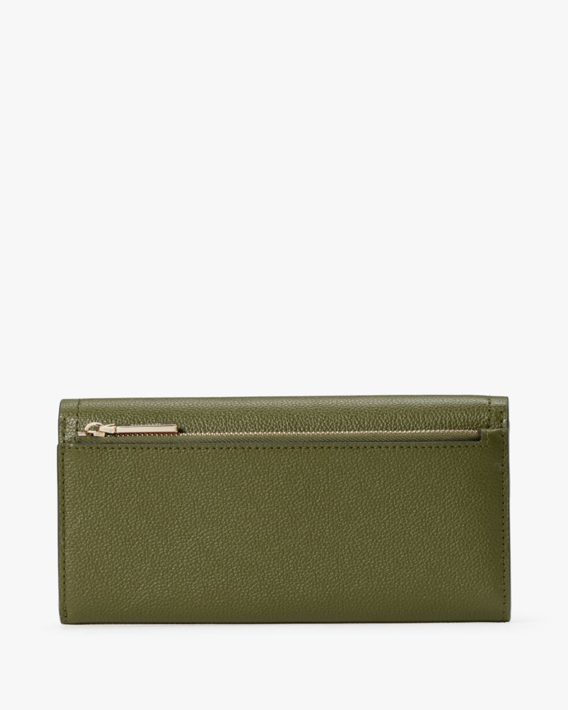 Kate Spade,Rosie Large Flap Wallet,Leather,Continental,Logo,Metal,Silver Metal,Casual,