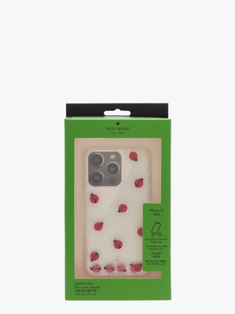 Kate Spade, Ladybug Party Printed iPhone 13 Pro Case,Clear