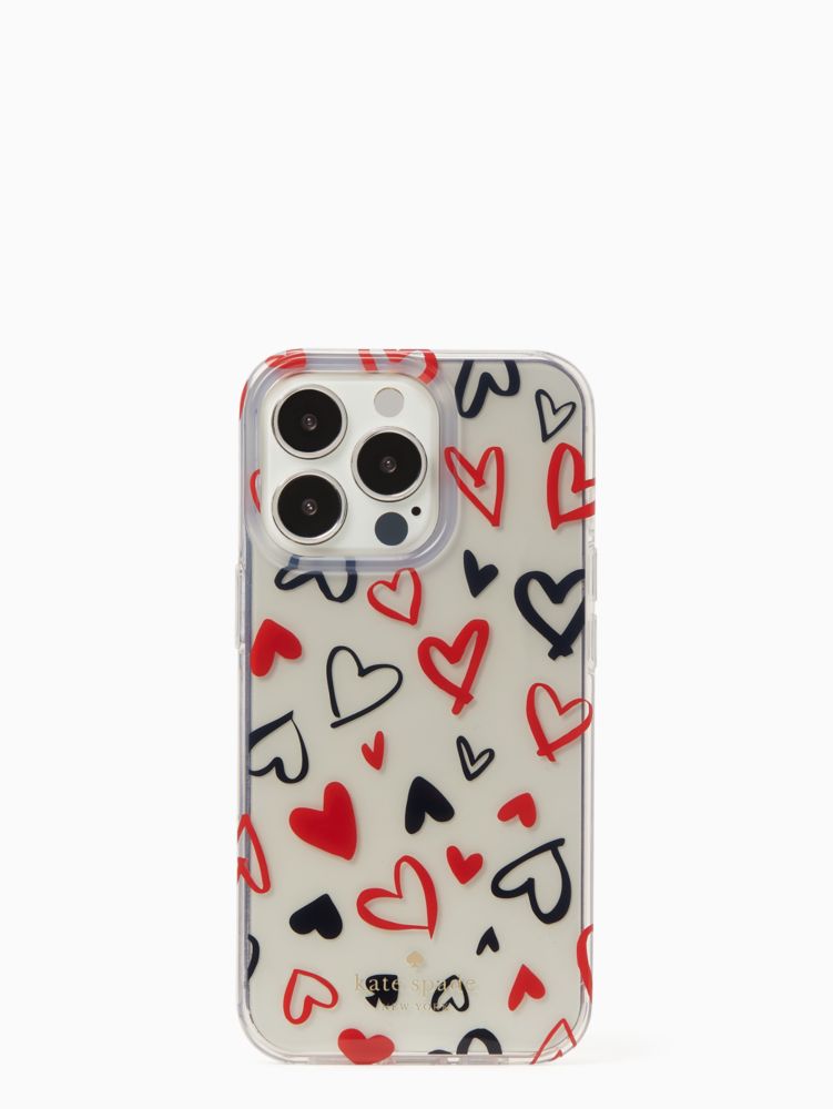 Kate Spade,hearts resin iphone 13 pro max case,Clear