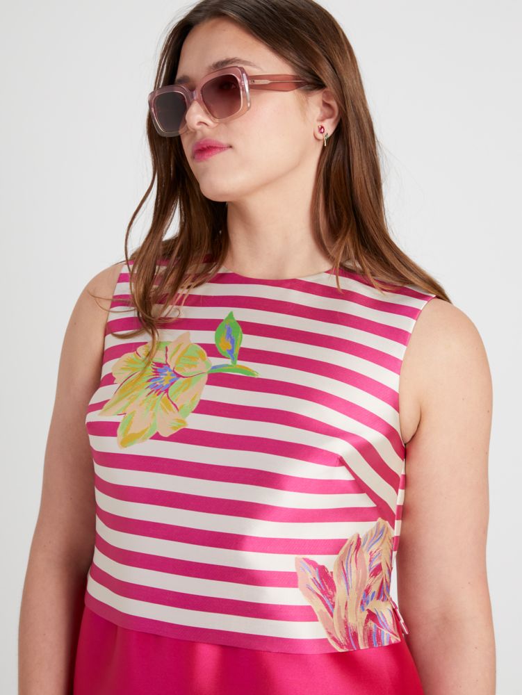 Kate Spade,Tulip Stripe Shell,Polyester,Tank,Blouse,Casual,Multi Color