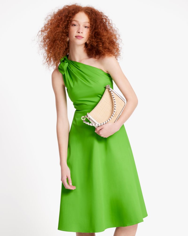 Kate Spade,Poplin One-shoulder Sabrina Dress,Cocktail,KS Green