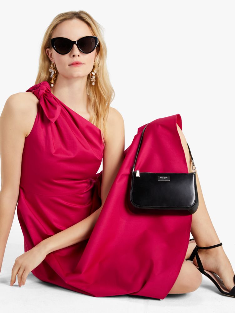 Kate Spade,Poplin One-shoulder Sabrina Dress,Fuchsia