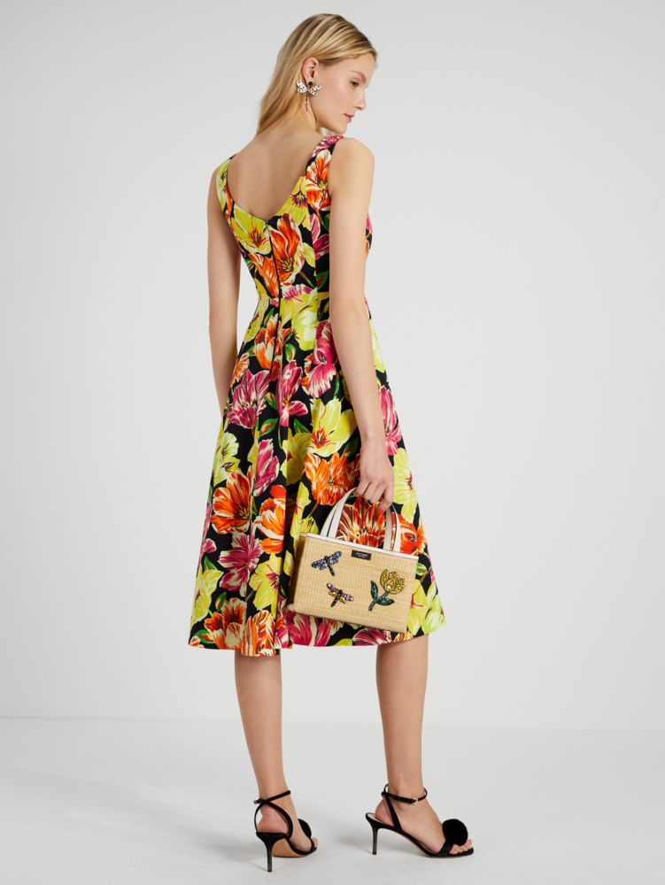 Kate Spade,Painted Tulips Grace Dress,Cocktail,Black