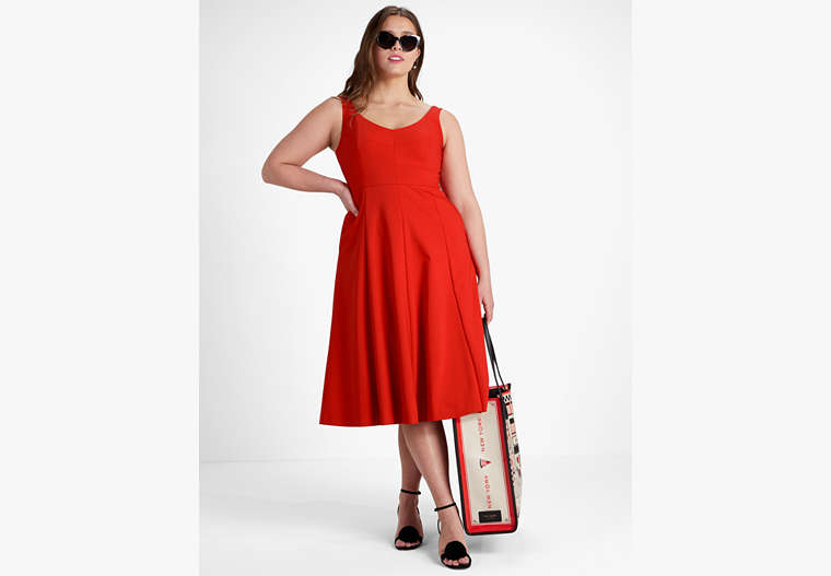 Kate Spade,Twill Grace Dress,Cocktail,Fresh Tomato image number 0