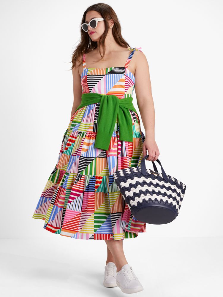 Patchwork Stripe Tiered Dress | Kate Spade New York