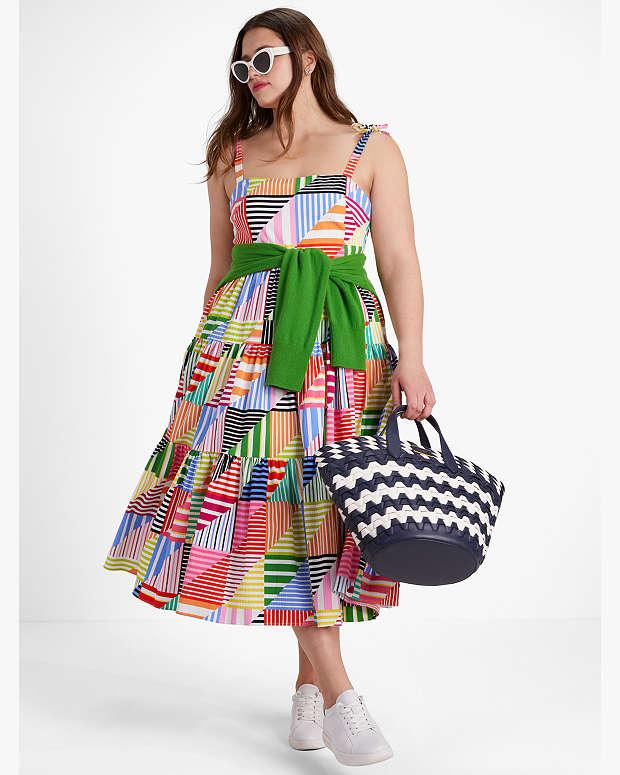 Patchwork Stripe Tiered Dress | Kate Spade New York