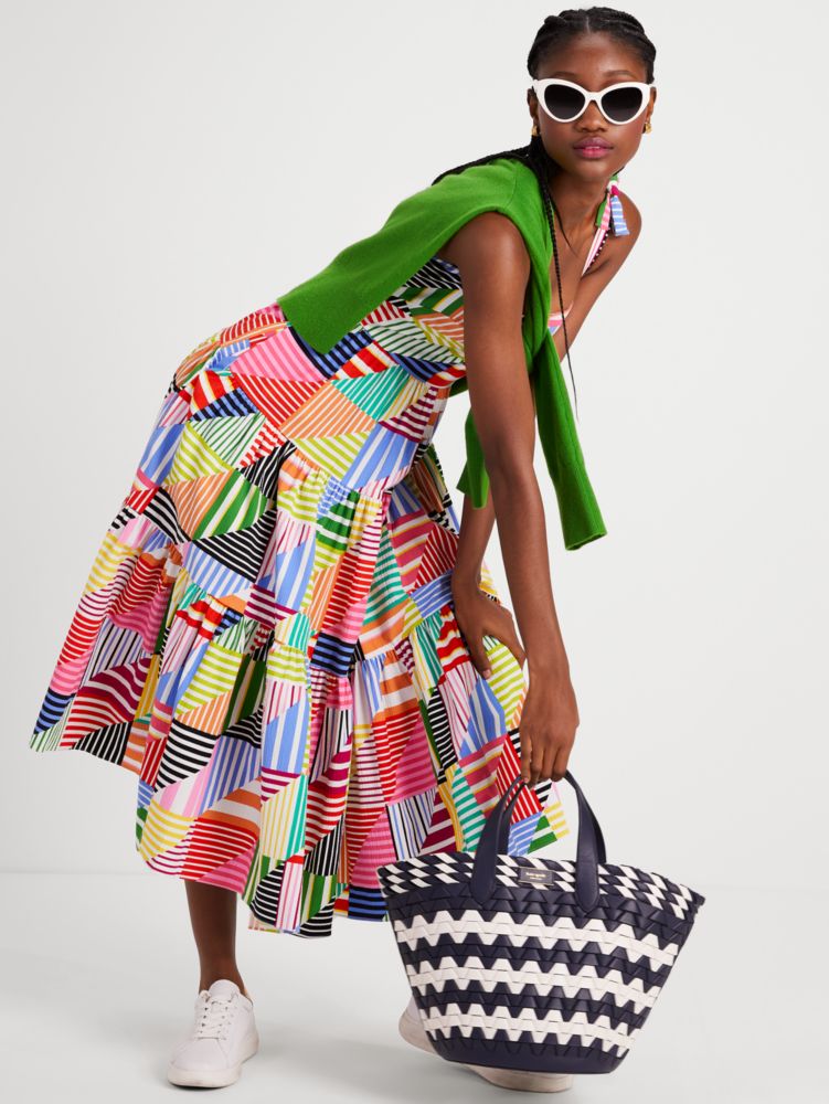 Patchwork Stripe Tiered Dress | Kate Spade New York