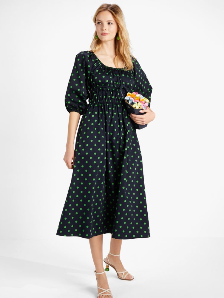 Kate Spade,Picture Dot Riviera Dress,Wear to Work,Blazer Blue/KS Green image number 0