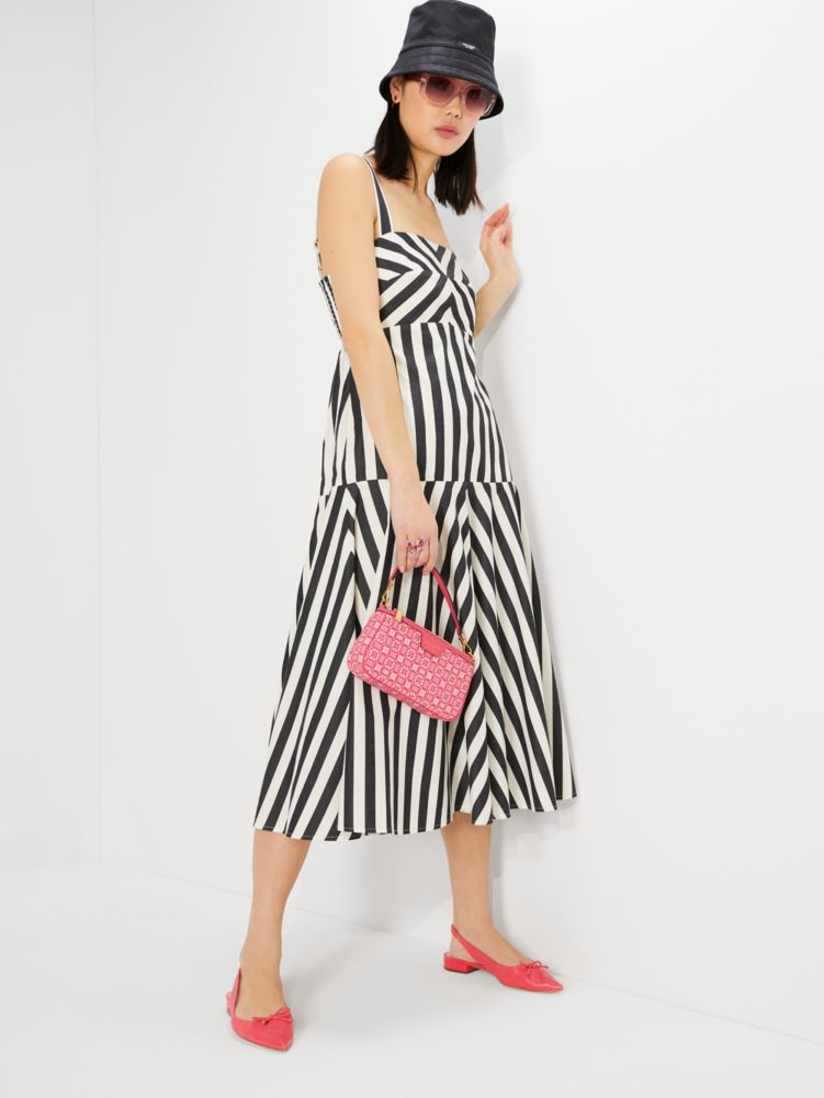 Kate Spade,Terrace Stripe Midi Dress,Wear to Work,Black/Cream