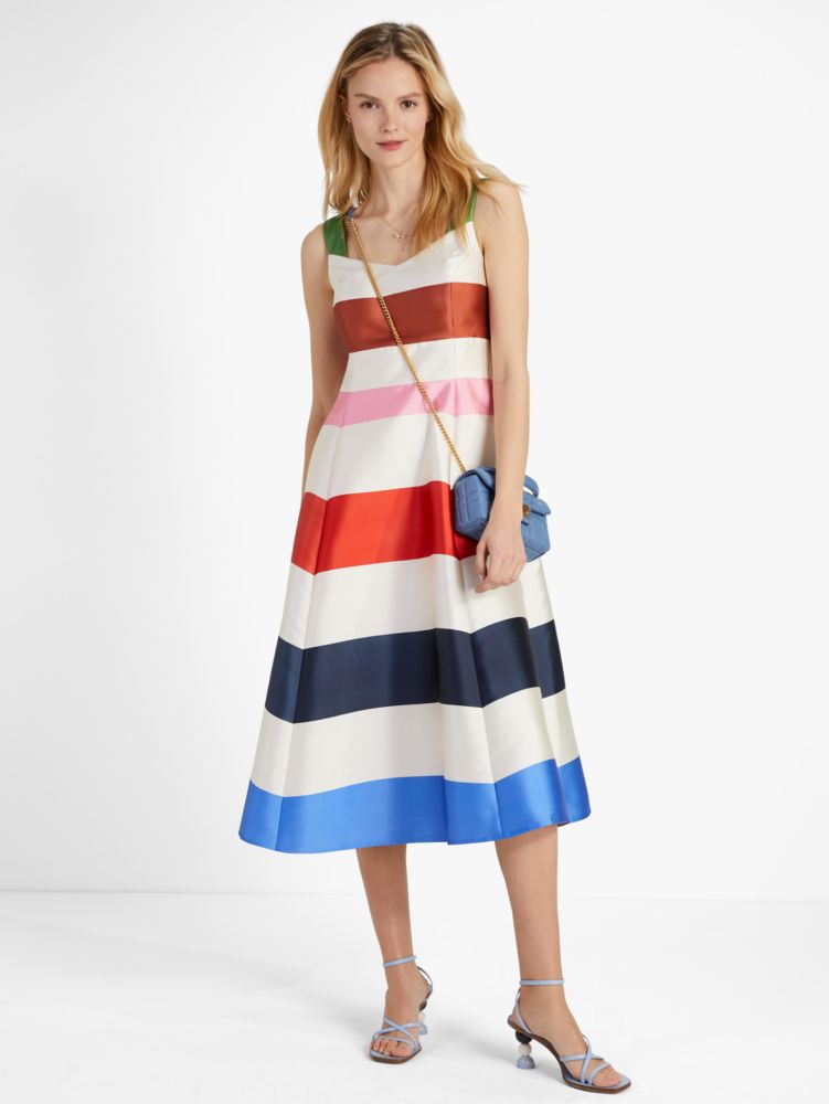 Kate Spade,Adventure Stripe Grace Dress,Cocktail,French Cream Multi image number 0