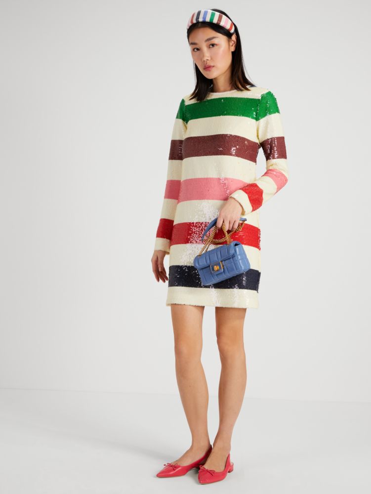 Adventure Stripe Sequin Shift Dress