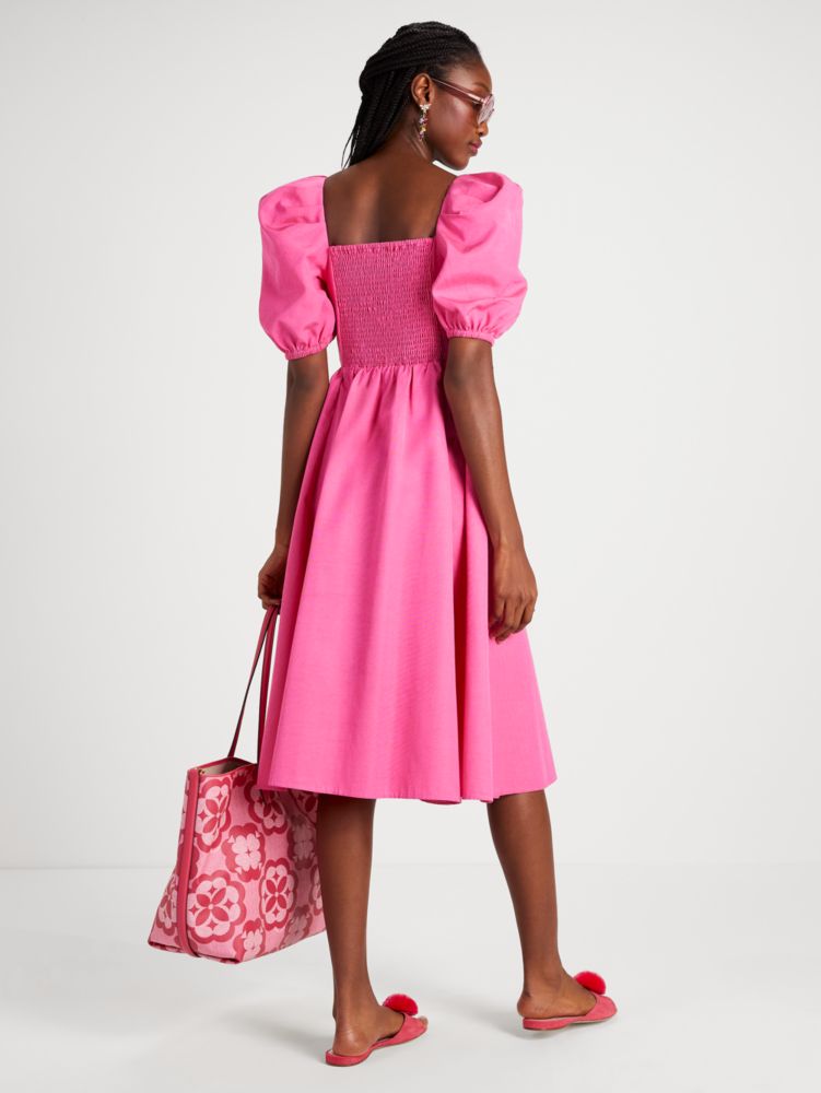 Kate Spade,Twist Bodice Puff Sleeve Dress,Cocktail,Dark Pink Cloud