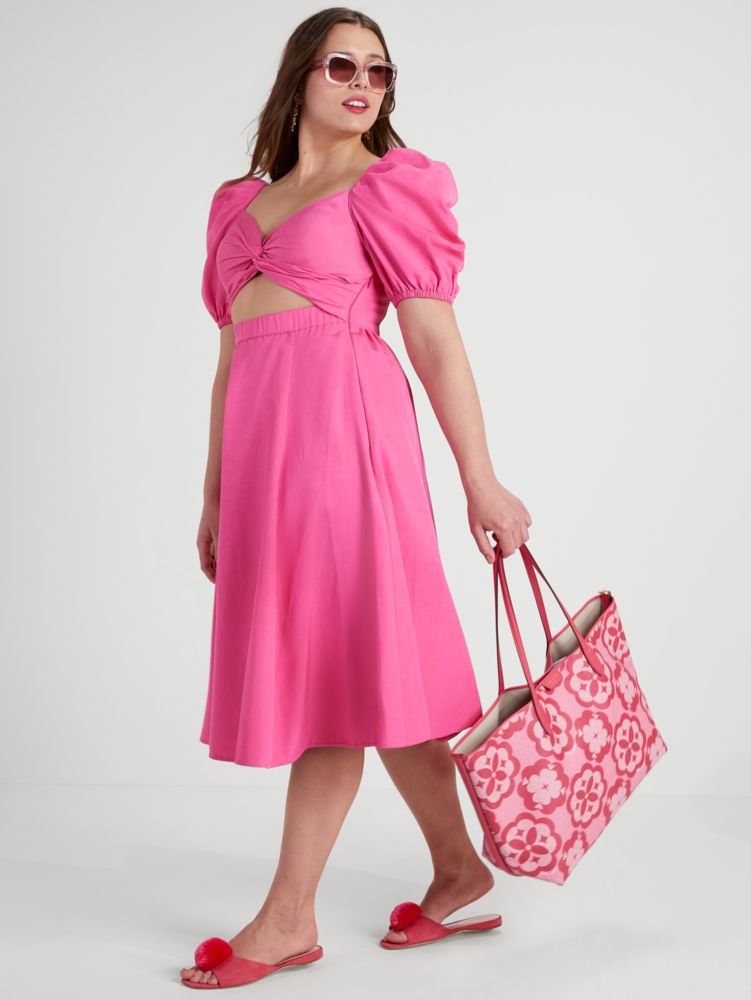 Kate Spade,Twist Bodice Puff Sleeve Dress,