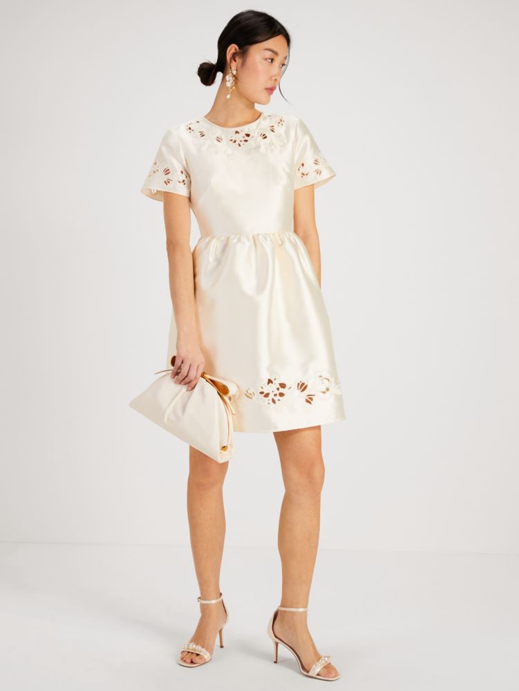 Kate Spade,Embroidered Cutwork Dress,Cream