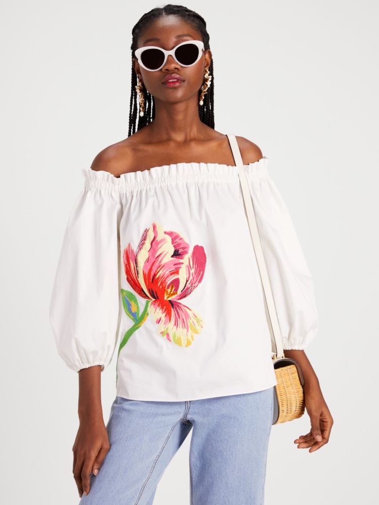 Off The Shoulder Floral Embellished Top Kate Spade EU