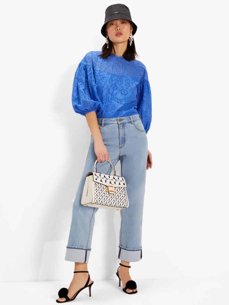 Floral Eyelet Puff Sleeve Top | Kate Spade New York