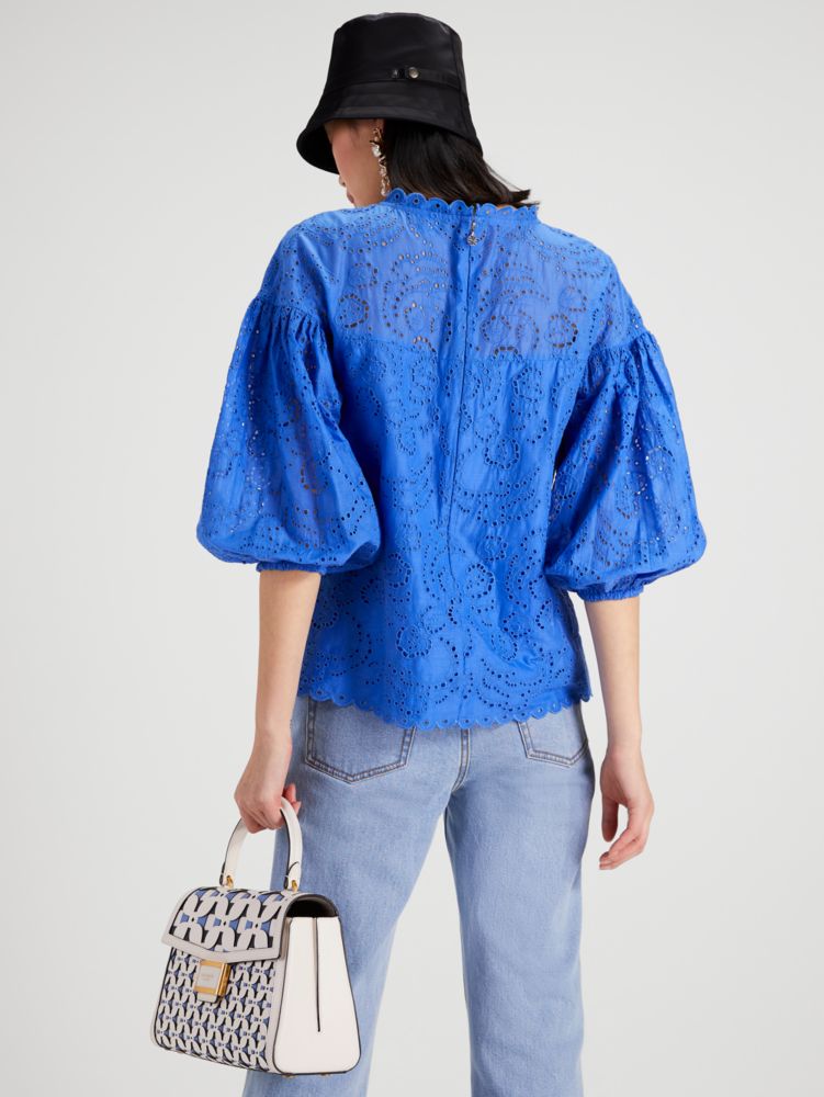 Floral Eyelet Puff Sleeve Top