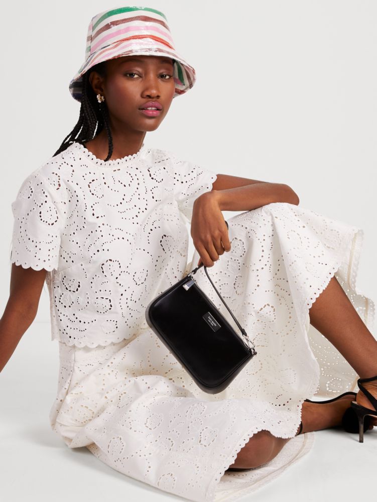 Kate Spade,Floral Embroidered Cutwork Top,