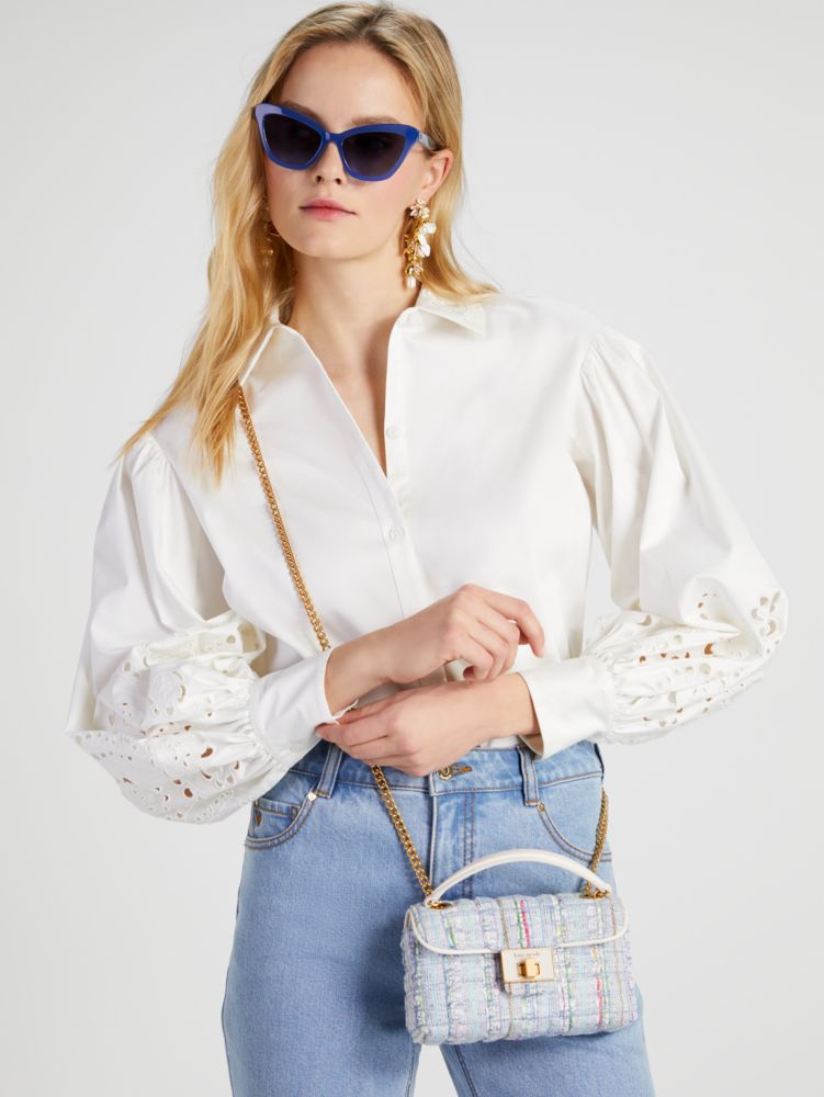 Kate Spade,Poplin Embroidered Cutwork Shirt,Fresh White