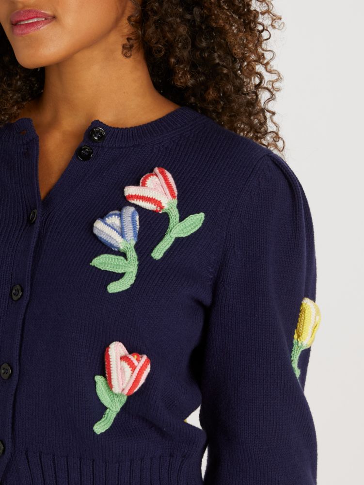 Kate Spade,Crochet Flower Cardigan,Blazer Blue