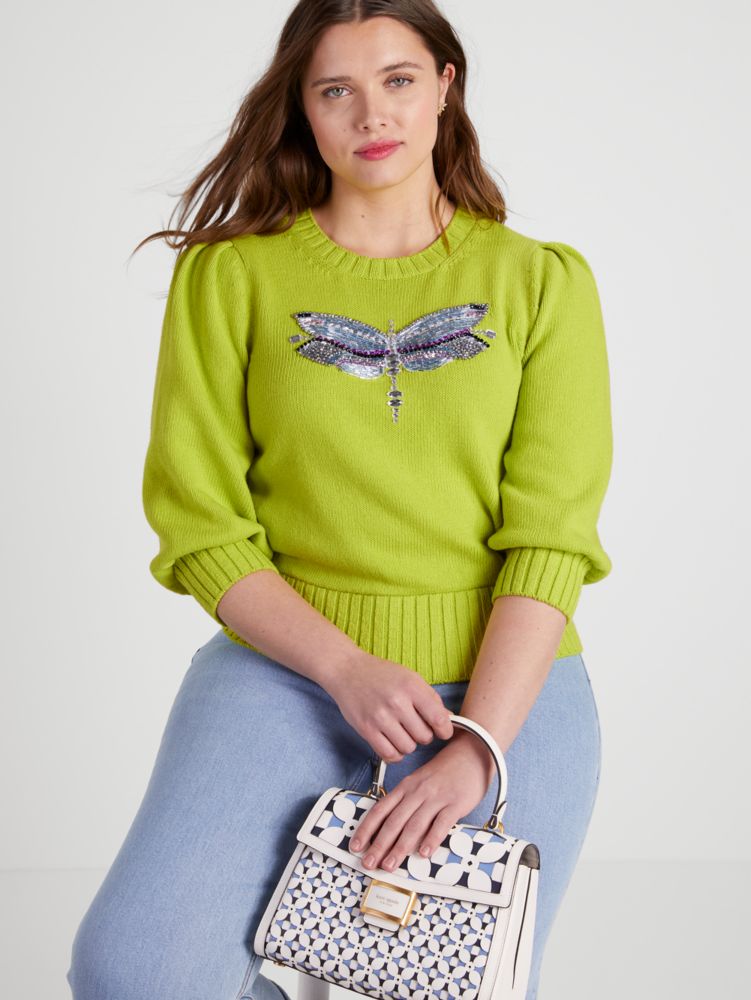 Kate Spade,Dragonfly Embellished Sweater,
