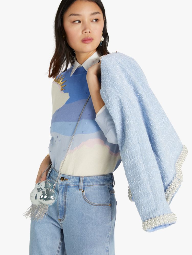 Kate Spade,Rainy Weather Sweater,Sapphire Haze