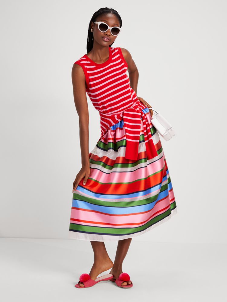 Kate spade stripe sales embroidered midi dress