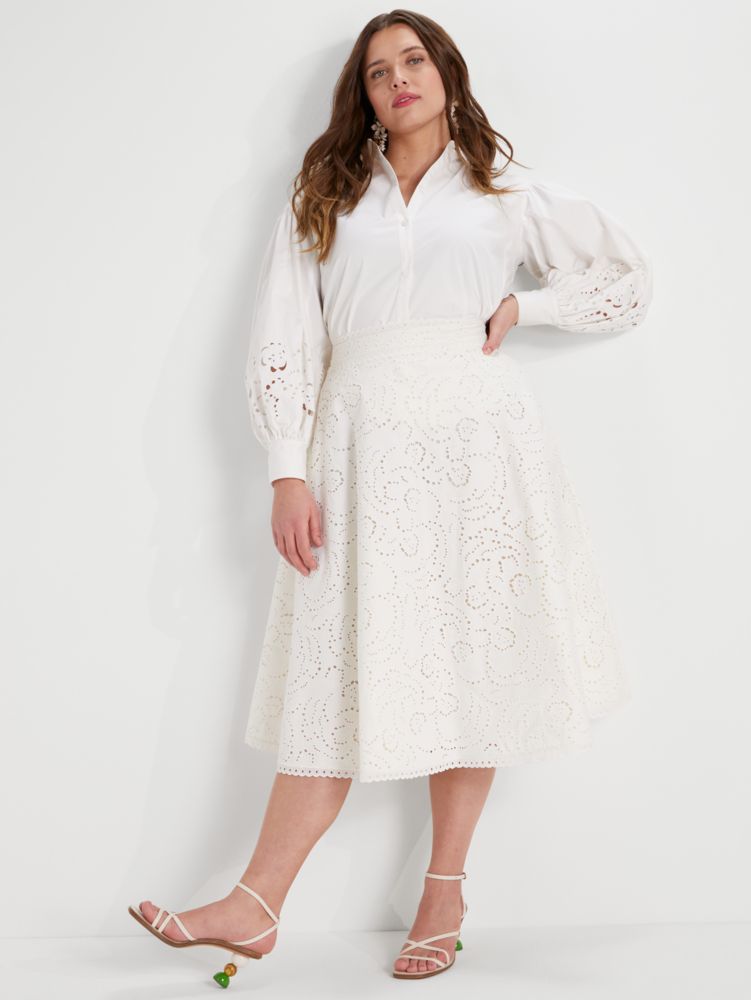 Floral Embroidered Cutwork Midi Skirt | Kate Spade New York