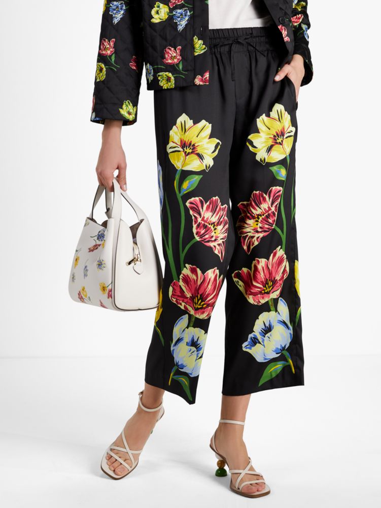 Kate Spade,Placed Floral Pants,Black