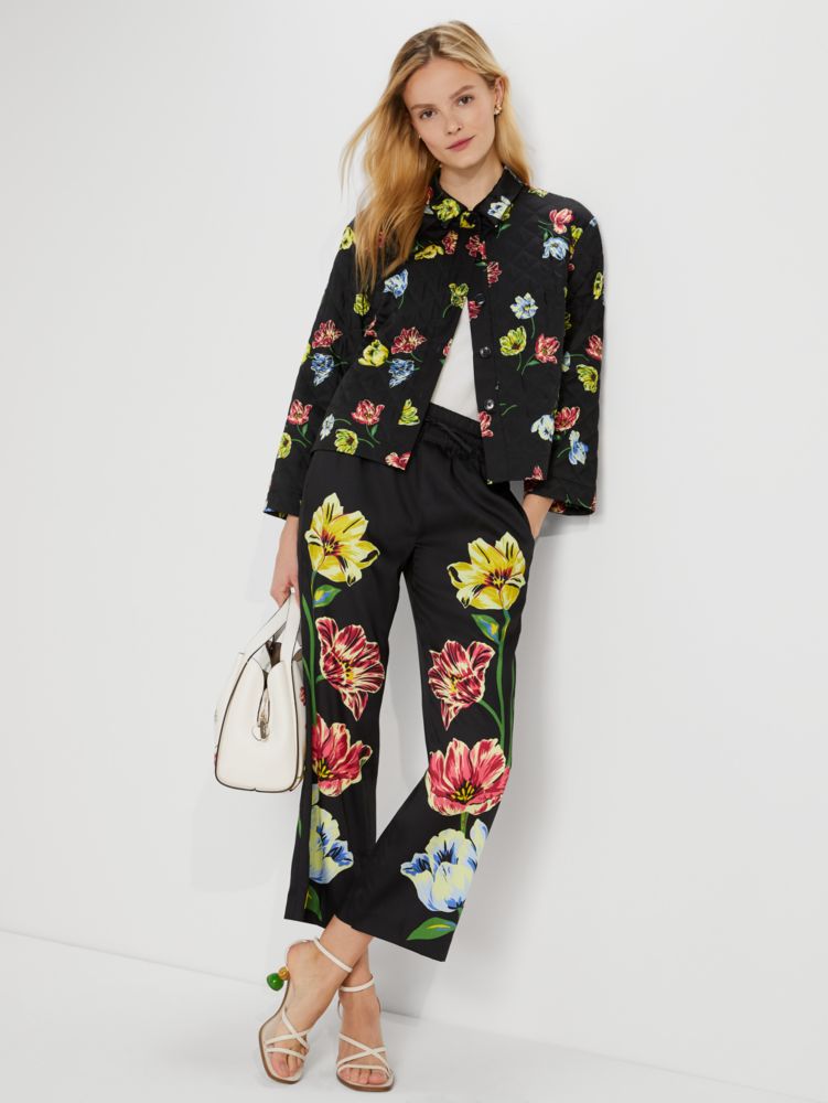 Kate Spade,Placed Floral Pants,Black