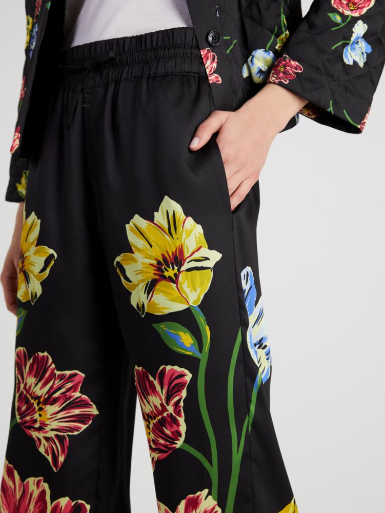 Kate Spade,Placed Floral Pants,Black