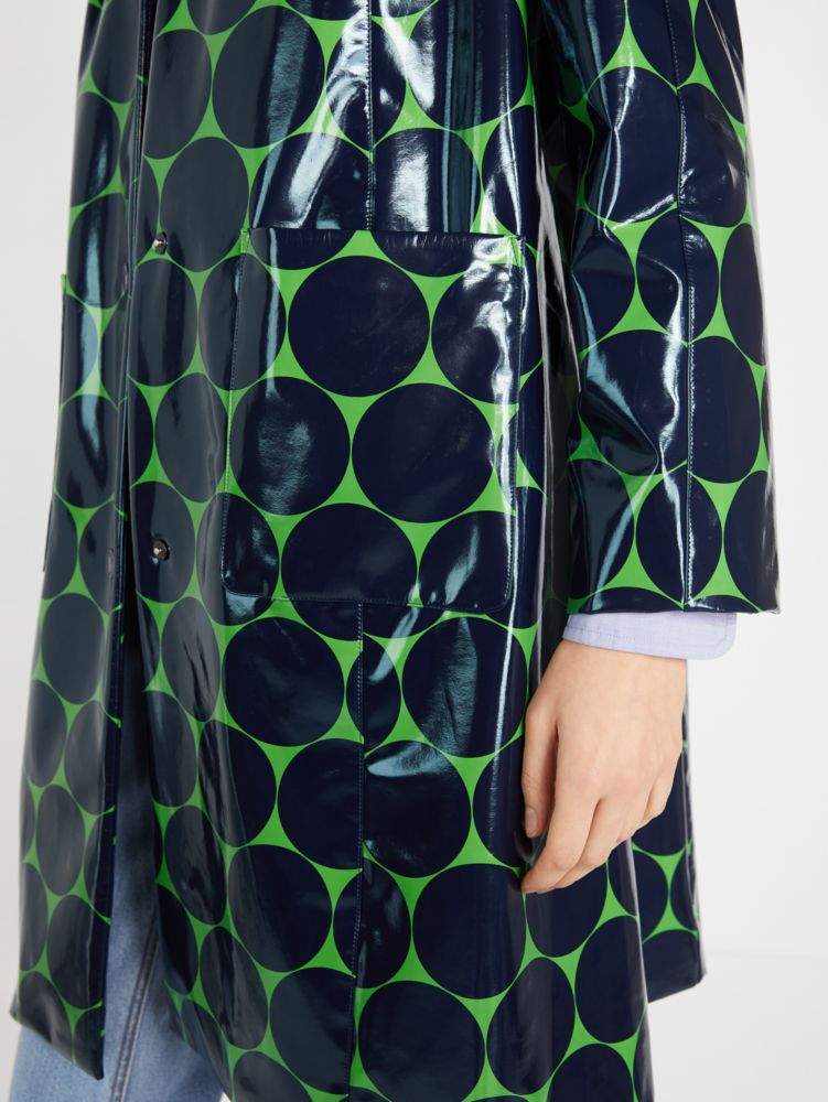 Kate Spade,Joy Dot Raincoat,Blazer Blue/KS Green