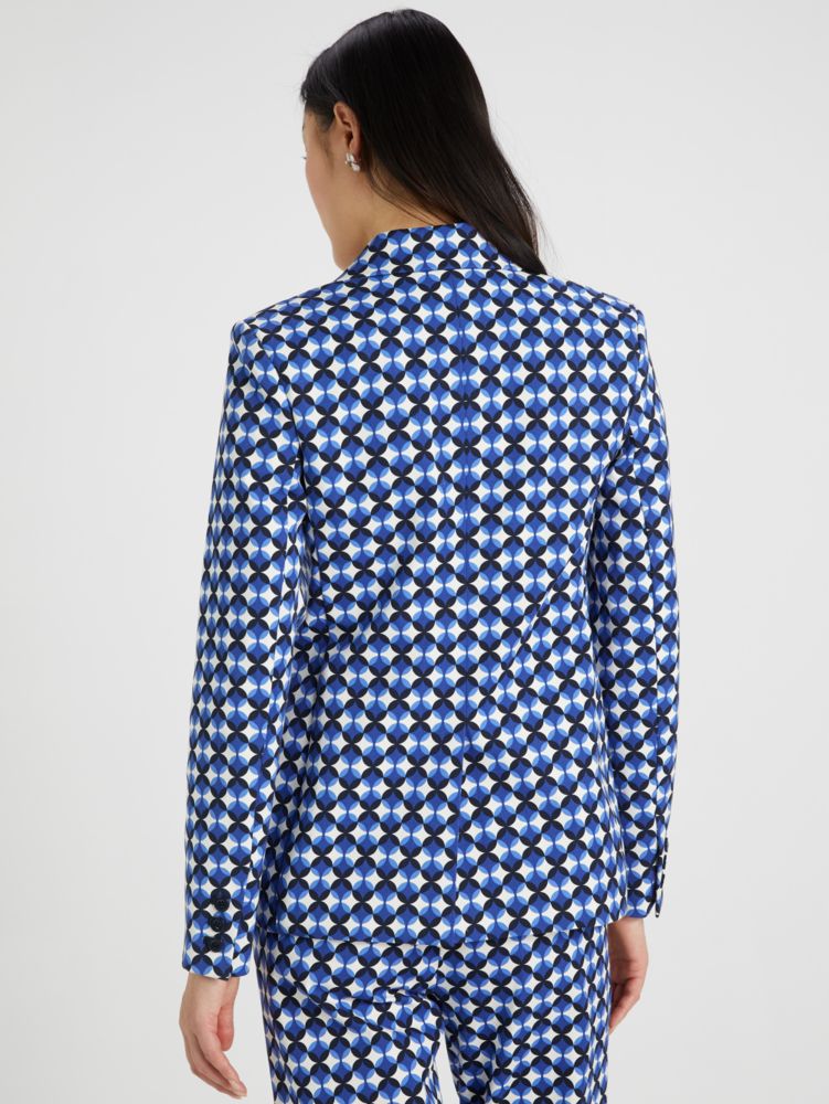 Kate Spade,Patio Tile Twill Blazer,Blazer Blue/Cream