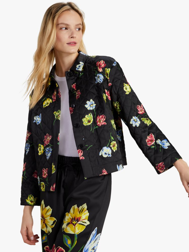 Black floral outlet jacket womens