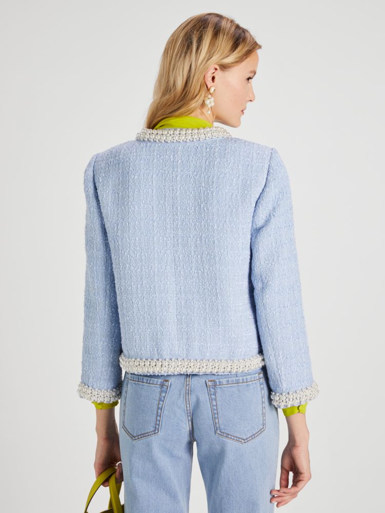 Kate Spade,Pearl Embellished Tweed Jacket,