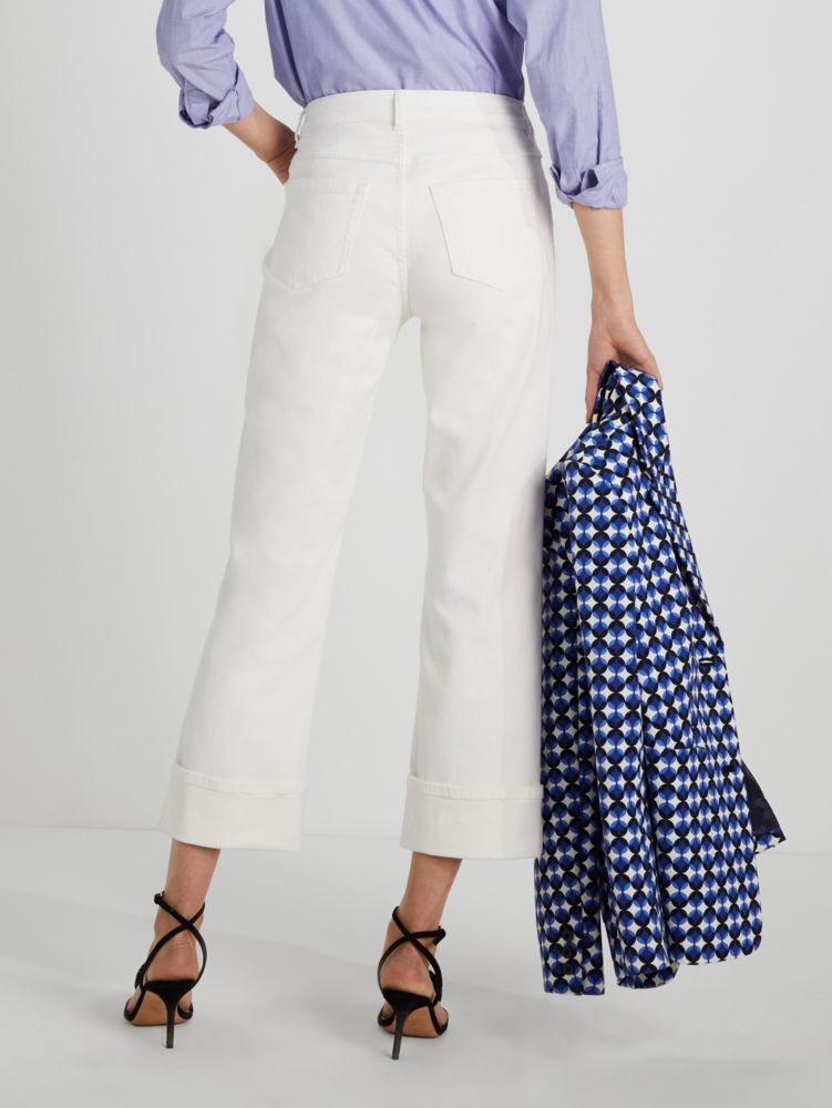 Kate Spade Wide-leg Cuffed Denim Pants