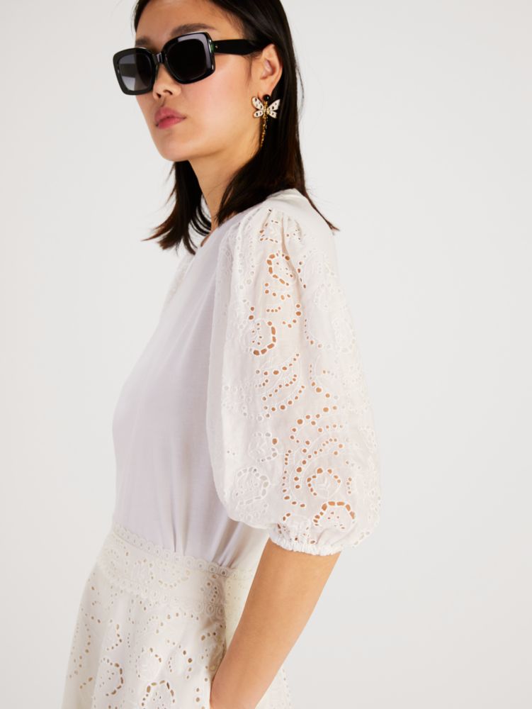 Floral Embroidered Cutwork Tee | Kate Spade New York