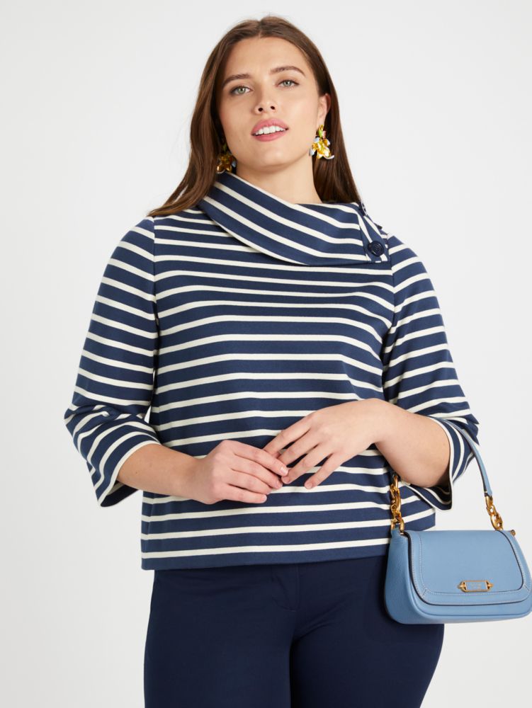 Kate Spade,ストライプ ポンテ トップ,全てのアウトレット,ブレザーブルー／クリーム
