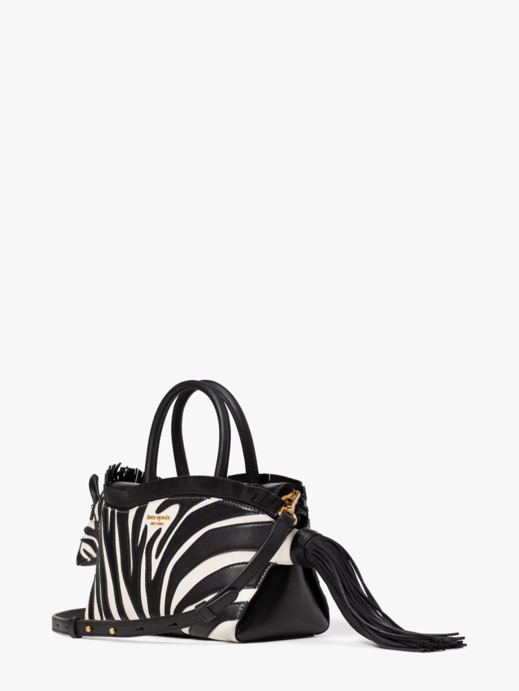 Kate Spade,Ziggy Smooth Leather 3D Zebra Satchel,Black Multi