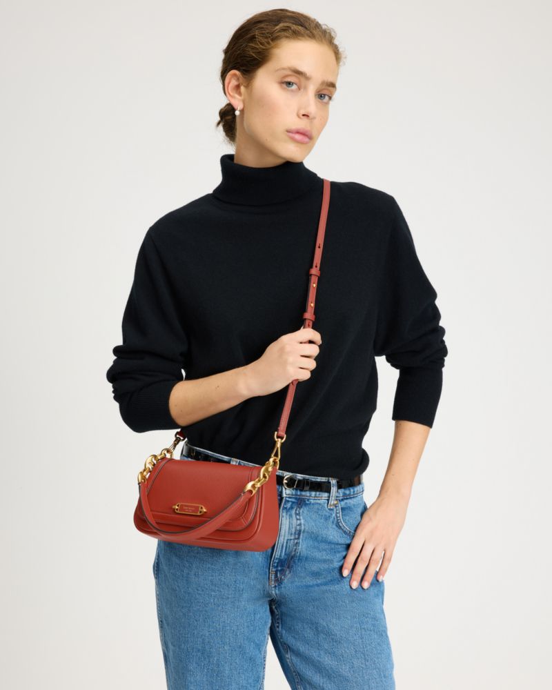 Kate Spade,Gramercy Small Flap Shoulder Bag,Leather,Shoulder Bag,Metal,Chain Detail,Logo,Adjustable,Casual,Day Party,