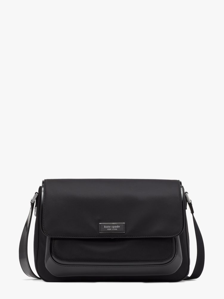 Buy the Kate Spade Black Nylon Flap Small Shoulder Messenger Bag